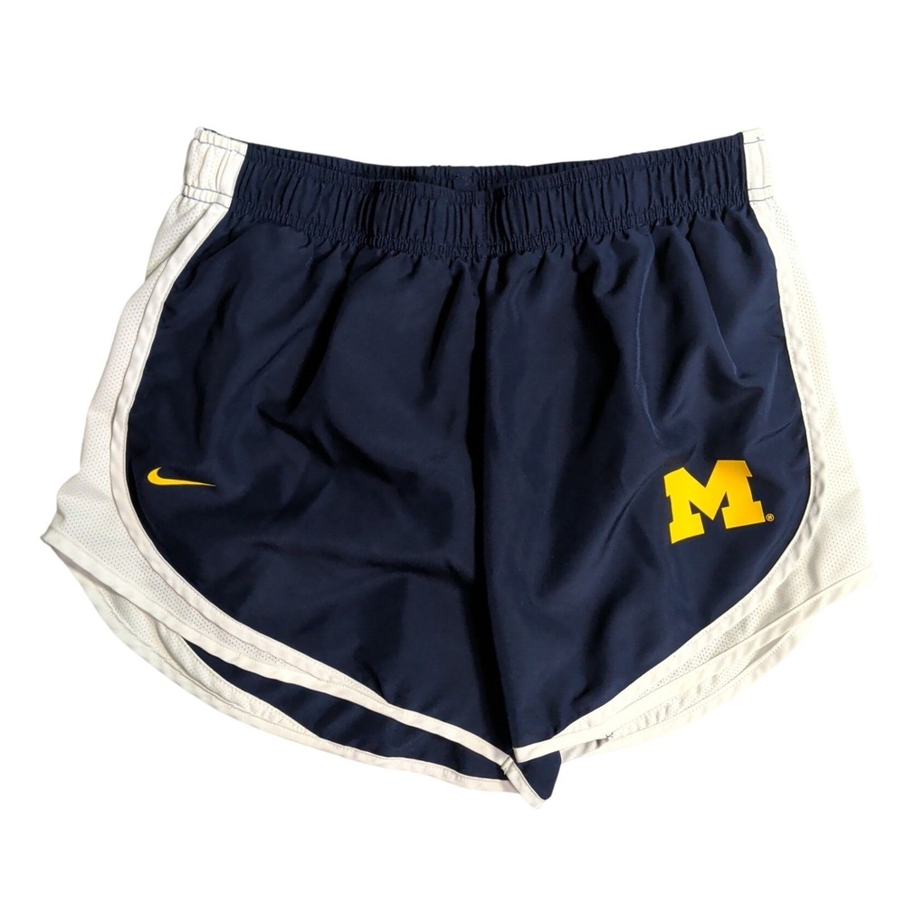 Nike University Of Michigan Dri-Fit Shorts Womens Size M Blue White Wolverines